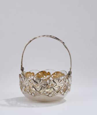 A small handled bowl made of silver with openwork ginkgo decor, model number 7624, Bruckmann  &  Söhne, Heilbronn, c. 1900 - Jugendstil and 20th Century Arts and Crafts