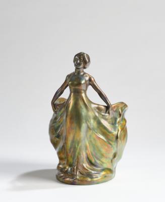 Lajos Mack (1846-1963), a vase with a female figure, model number 6128, designed in around 1900, executed by Zsolnay, Pécs, c. 1937 - Jugendstil e arte applicata del XX secolo
