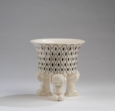 Michael Powolny, a centrepiece with three kneeling putti, model number 278, designed in around 1910, executed by Gmundner Keramik, 1923-32 - Jugendstil and 20th Century Arts and Crafts