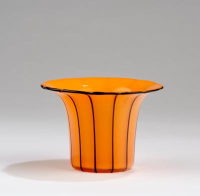 Michael Powolny, Vase, orange Opal mit schwarzen Fäden, Johann Lötz Witwe, Klostermühle, 1914 - Jugendstil & Angewandte Kunst des 20. Jahrhunderts