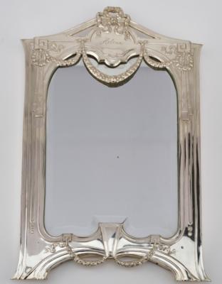 A silver mirror with garlands and rose petals Vienna, by May 1922 - Jugendstil and 20th Century Arts and Crafts