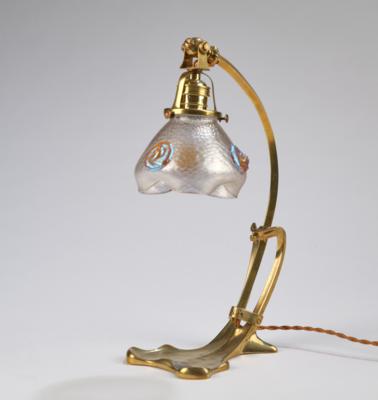 A table lamp with shade, Nautilus décor by Johann Lötz Witwe, Klostermühle, c. 1903 - Secese a umění 20. století