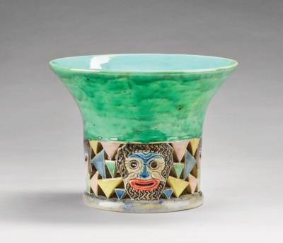 Eduard Klablena (Austria, 1881-1933), a bowl with masks, Langenzersdorf Keramik - Secese a umění 20. století