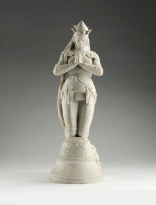 Emanuel Frémiet (France, 1824-1910), Jeanne d'Arc in prayer, designed in 1875, Manufacture Nationale de Sèvres, c. 1900 - Jugendstil e arte applicata del XX secolo