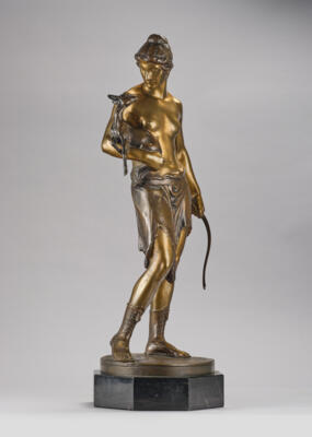 Gerhard Adolf Janensch (Zamborst 1860-1933 Berlin), große Bronzefigur: Diana, um 1920/30 - Jugendstil & Angewandte Kunst des 20. Jahrhunderts