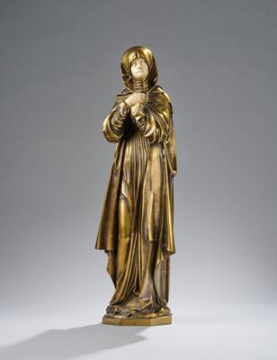 A large gilt bronze and carved ivory Madonna, c. 1920/25 - Jugendstil and 20th Century Arts and Crafts