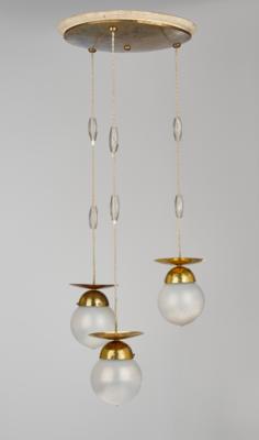 A hanging lamp in Secessionist style with three lamp globes, Bohemia, c. 1900 - Secese a umění 20. století