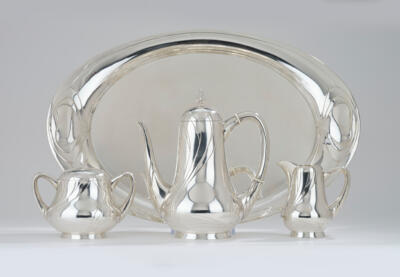 Hans Christiansen, a four-part silver coffee, model number 8070, designed in 1901, executed by Bruckmann & Söhne, Heilbronn, 1902/03 - Jugendstil e arte applicata del XX secolo