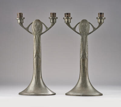 Josef Maria Olbrich, a pair of candelabra, model number 1819, designed in around 1902, executed by Eduard Hueck, Lüdenscheid - Jugendstil e arte applicata del XX secolo