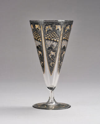 Karl Massanetz (Steinschönau 1890-1918 Lämmerle), a drinking glass, Werkstatt Karl Massanetz, Steinschönau, for J. & L. Lobmeyr, Vienna, 1914 - Jugendstil e arte applicata del XX secolo