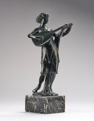 Karl Perl (Austria, 1876-1965), a bronze sculpture of a mandolin player, c. 1920/30 - Secese a umění 20. století