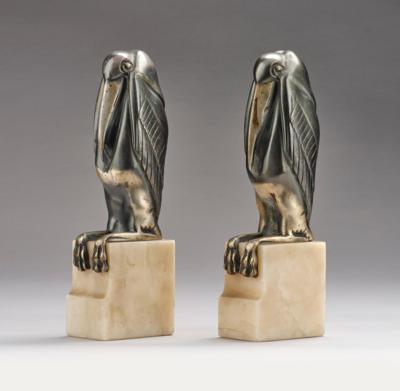 Marcel-André Bouraine (18886-1948), two bookends in the shape of marabous, France, c. 1930 - Secese a umění 20. století
