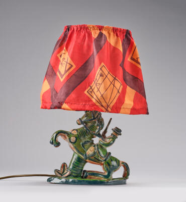 Mathilde Flögl, a lamp with horse and equestrian (original title “Hockendes Pferd mit Reiter”), model number K 252-26, Wiener Werkstätte, 1917 - Secese a umění 20. století