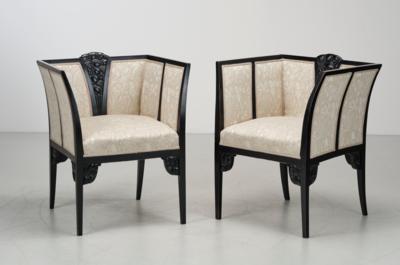 Mauritius Herrgesell, two armchairs, executed by Anton Herrgesell, Vienna, c. 1905/10 - Jugendstil e arte applicata del XX secolo