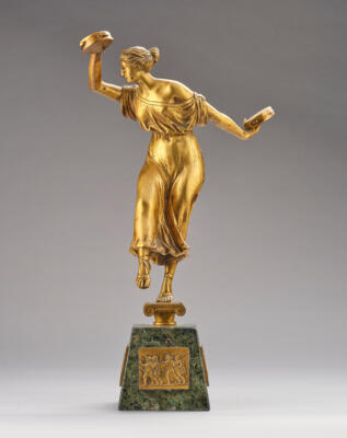 S. Lugli, a bronze figure of a dancer holding a tambourine, c. 1900/20 - Secese a umění 20. století