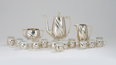 A silver coffee service in Art Déco style (15 pieces), Vienna, by May 1922 - Secese a umění 20. století