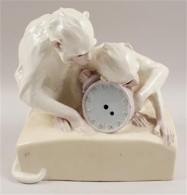 Michael Mörtl(1878-1939), Uhrgehäuse mit Affenpaar, - Antiques