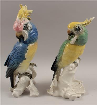 2 Gelbschopf-Papageien, - Antiques