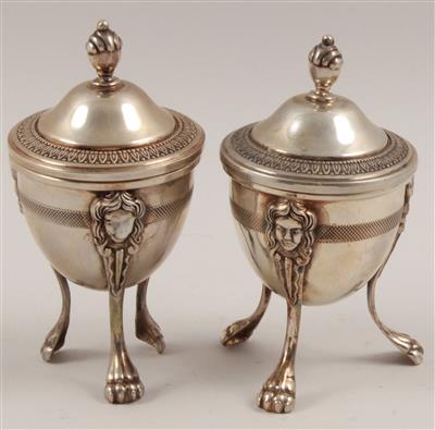 2 italienische Deckelgefäße,Silber, - Antiques