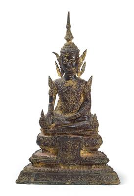 Thailand: Buddha in der Geste der Erdberührung sitzend. - Starožitnosti