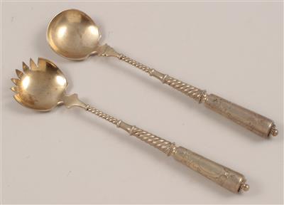 2 teiliges Salatbesteck, - Antiques