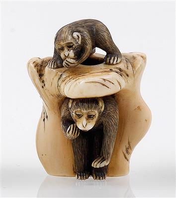 2 Affen-Netsuke, - Antiquariato