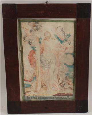 Großes Pergamentbild, "Jesus Christus Redemp. Mundi", - Antiquariato