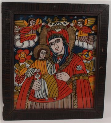 Hinterglasbild, Madonna mit Jesuskind, - Antiques