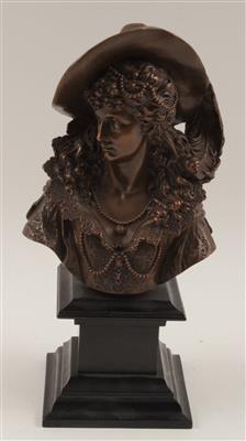 Damenbüste mit Hut, - Antiquitäten