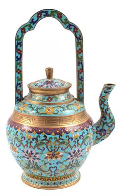 Cloisonné-Teekanne mit Deckel, - Antiquariato