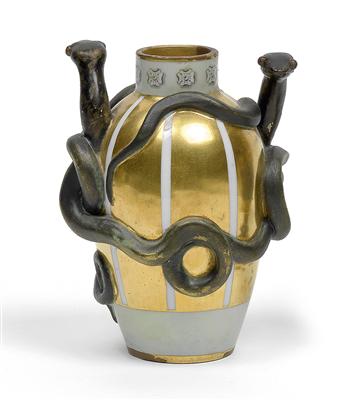 Vase mit 2 Schlangenhenkeln, - Antiquariato