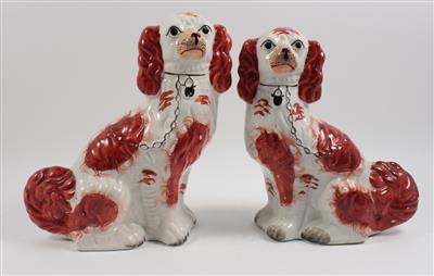 2 Staffordshire Comforter Spaniels, - Antiquariato