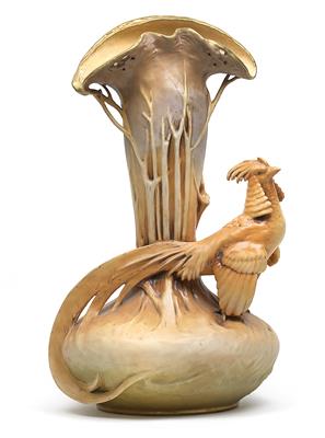 Eduard Stellmacher, Vase mit Fasan, - Antiquariato