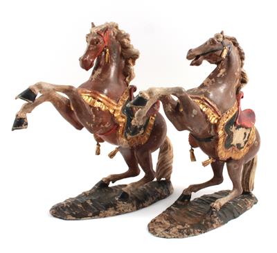 Paar steigende Pferde, - Antiques
