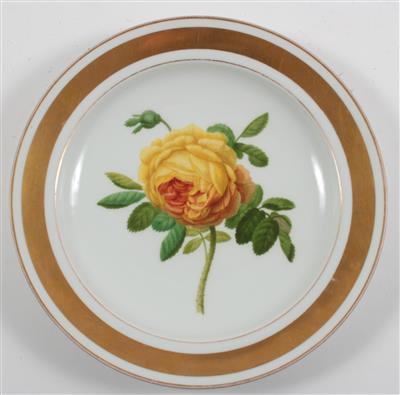 Botanischer Teller "Rosa lutea", - Antiques