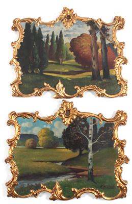 A. Weber, 1 Paar Landschafsdarstellungen, - Antiques