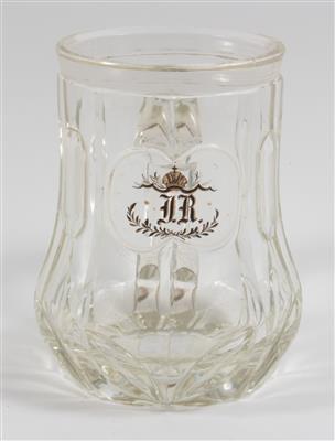Henkelglas mit Monogramm "FR"und österreichischer Kaiserkrone, - Antiques