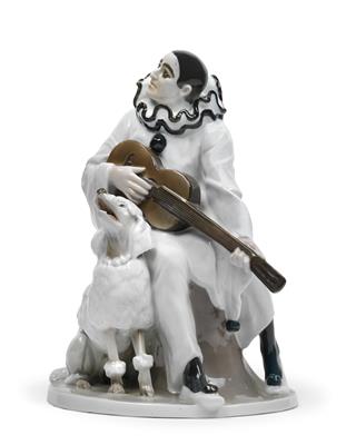 Rudolf Marcuse(1878-1930), Gruppe "Duett"(Pierrot mit Pudel und Gitarre), - Antiques