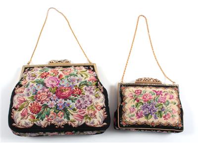 2 Petit Point Taschen, - Antiques