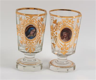 Paar Gläser, farbloses Glas, - Antiquitäten