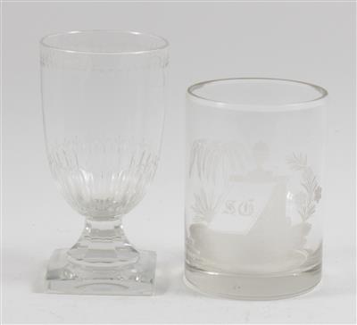 Pokal und Becherglas im klassizistischen Stil, - Antiques