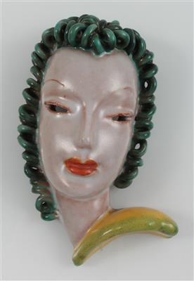 Rudolf Knörlein(1902 Wien 1988), Frauenkopf-Wandmaske, - Antiques