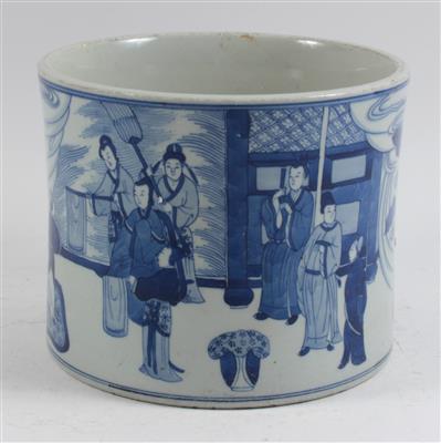 Blau-weißer Pinseltopf, - Antiques