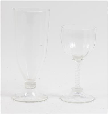 Lobmeyr-Bierglas und 5 Weingläser, - Antiques