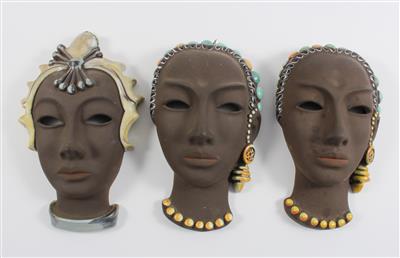 3 Wandmasken, - Antiquitäten