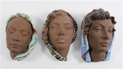 3 Wandmasken, - Antiquariato