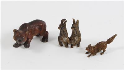 Bär, Hasenpaar, Fuchs, - Antiques