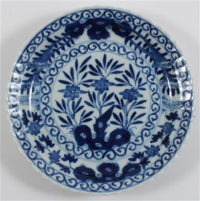 Blau-weißer Teller, - Antiques
