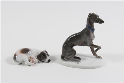 2 Hunde, - Antiques