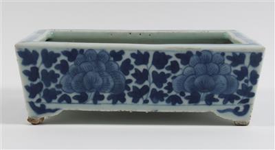 Blau-weiße rechteckige Jardinieren-Untersetzer, - Antiques